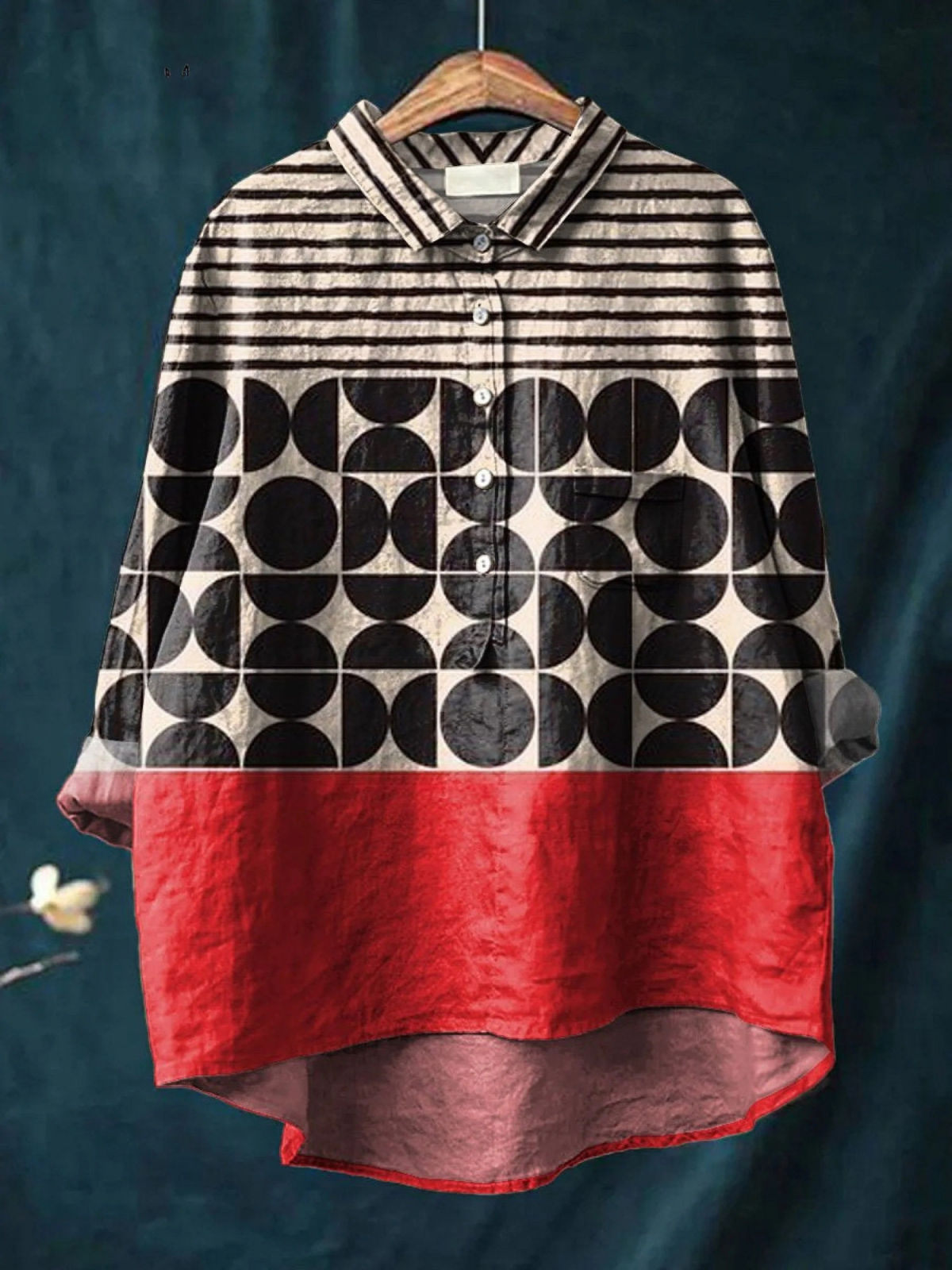 Artistry Geometric Pattern Printed Women's Casual  Shirt