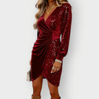 Vaeluna | Velvet & Sequin Asymmetrical Party Dress