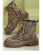 Zyla™ | Zebra Lace-Up Boots