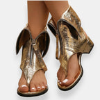 Nicole | Metallic Zip-Up Sandals