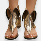Nicole | Metallic Zip-Up Sandals
