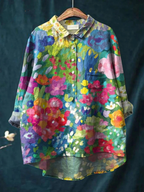 Women's Vintage Lovely Floral Art Print Casual  Shirt