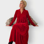 Luvira | Red Velvet Tiered Dress