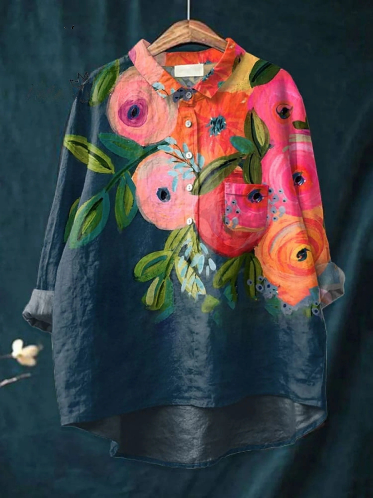 Women's Flower Art Print Casual Shirt