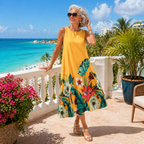 Anna | Floral Sleeveless Midi Dress