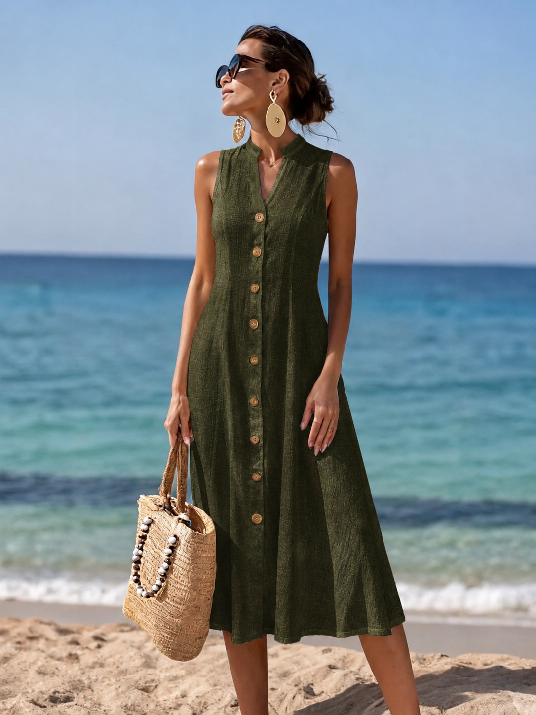 Olivia | Elegant V-Neck Long Dress