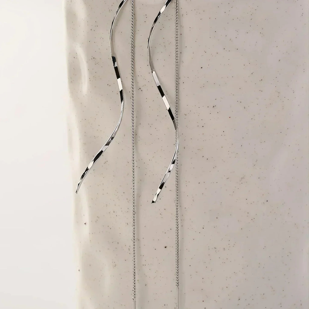 Long Earrings with Wavy Design