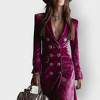 Sairen | Luxe Double-Breasted Velvet Maxi Dress