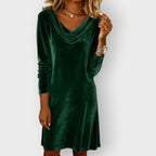 Ryvanna | Elegant Drape Neck Velvet Dress