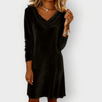 Ryvanna | Elegant Drape Neck Velvet Dress