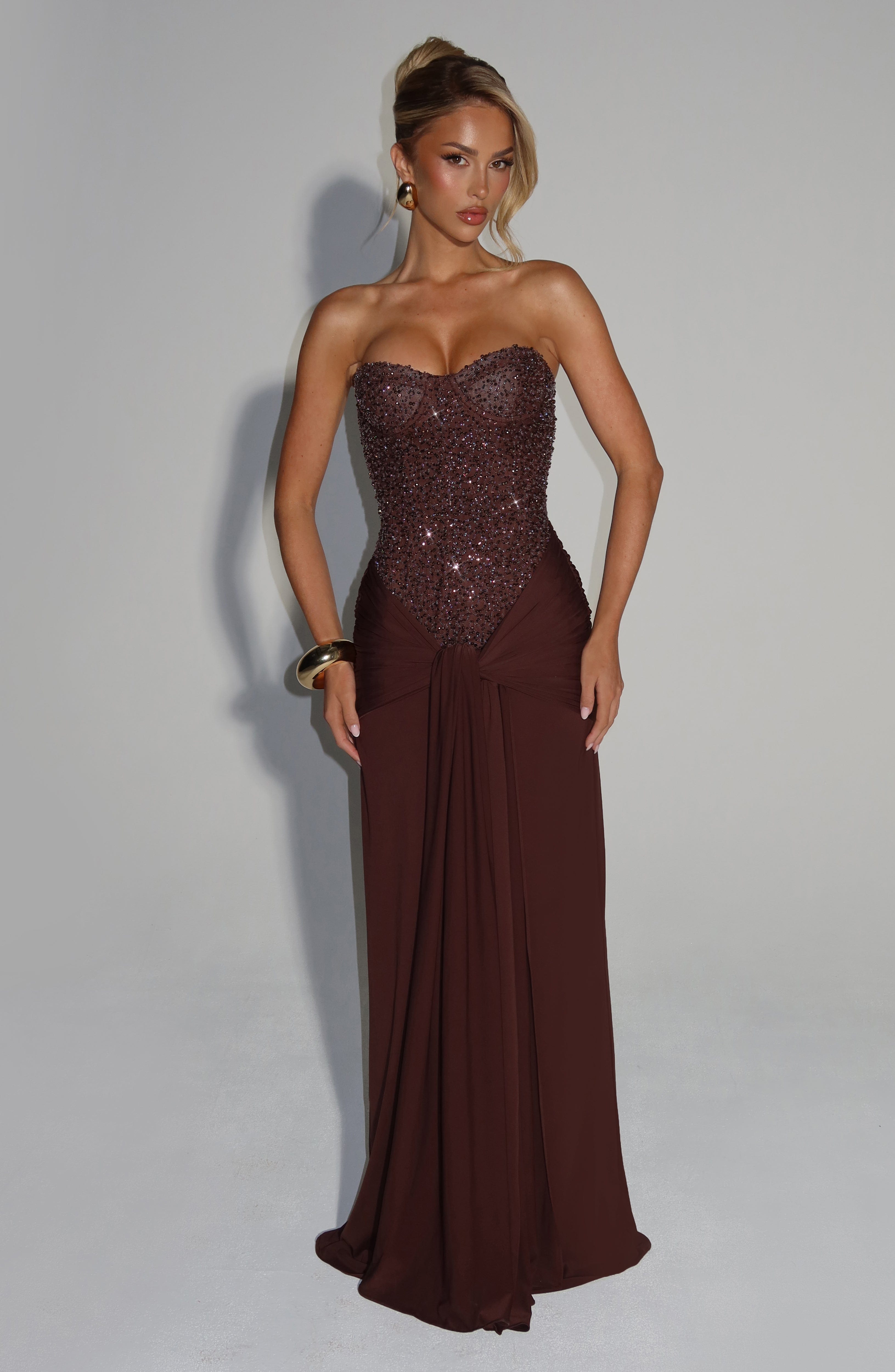 Aurora | Off Shoulder Draped Maxi Dress